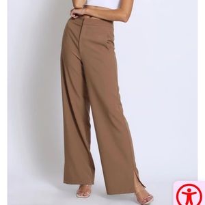 NWT women brown pants with slit modern style